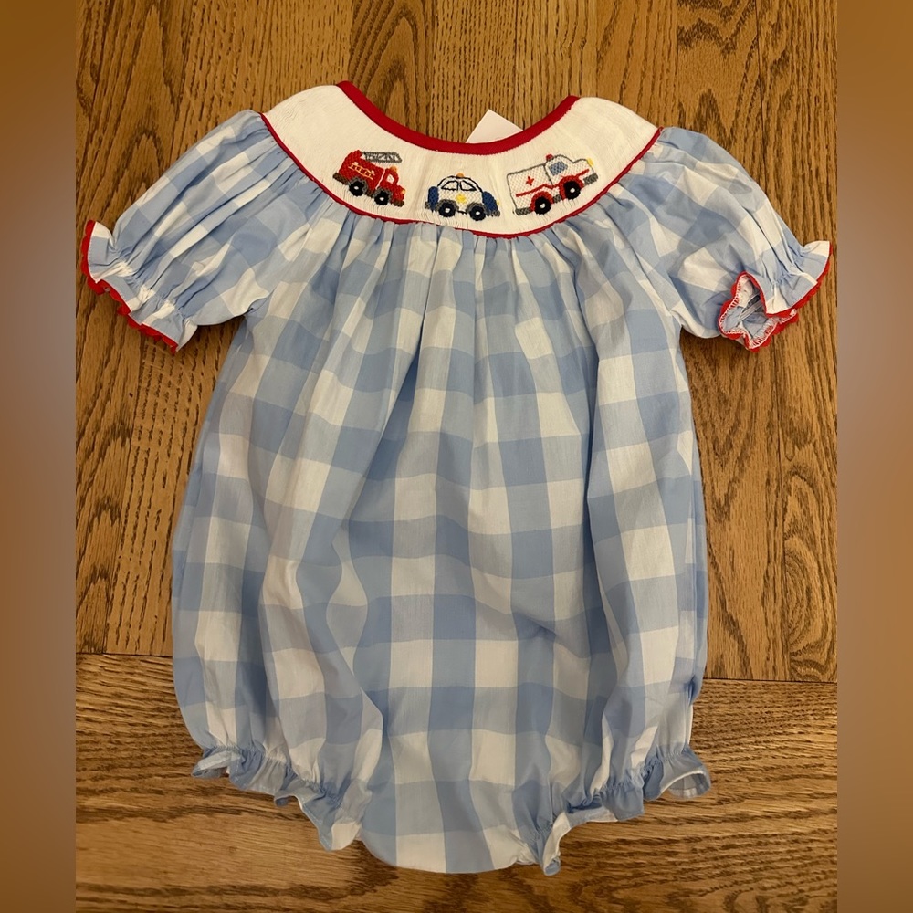 Firetruck Smocked Bubble 12-18M